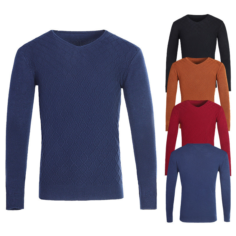 Herren V-Ausschnitt Pullover mit Strukturmuster R&B