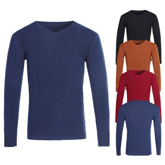 Herren V-Ausschnitt Pullover mit Strukturmuster R&B
