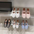 Damen elegante Ballerinas im modischen Lochdesign mit verstellbarem Riemen R&B