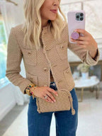 Damen elegante tweed Jacke mit strukturierten Details R&B