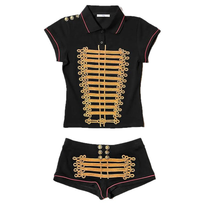 Damen Poloshirt und Shorts Set im Militärstil R&B