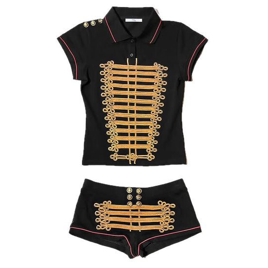 Damen Poloshirt und Shorts Set im Militärstil R&B