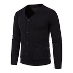 Herren modische Strickjacke mit V-Ausschnitt und praktischen Taschen R&B