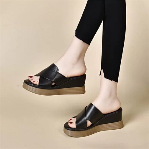 Damen Wedge-Pantoletten mit komfortablem Cross-Riemen R&B