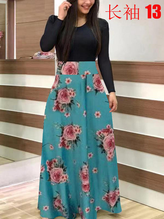 Damen Elegantes Maxikleid mit grafischem Druck und flexiblem Bund R&B