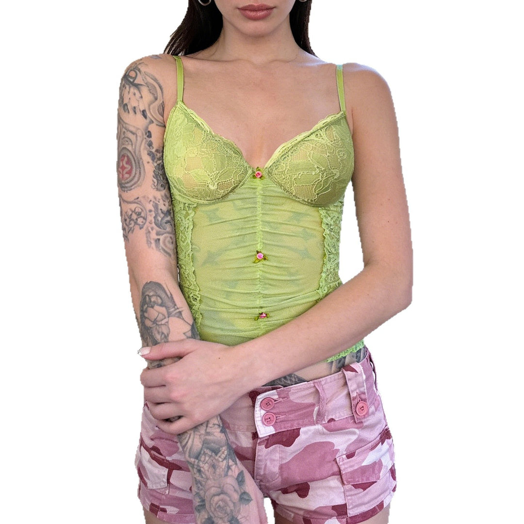 Damen Spitzentop mit raffinierten Knopfdetails R&B