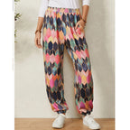 Damen Freizeithose mit modernem geometrischen Muster und elastischem Bund R&B