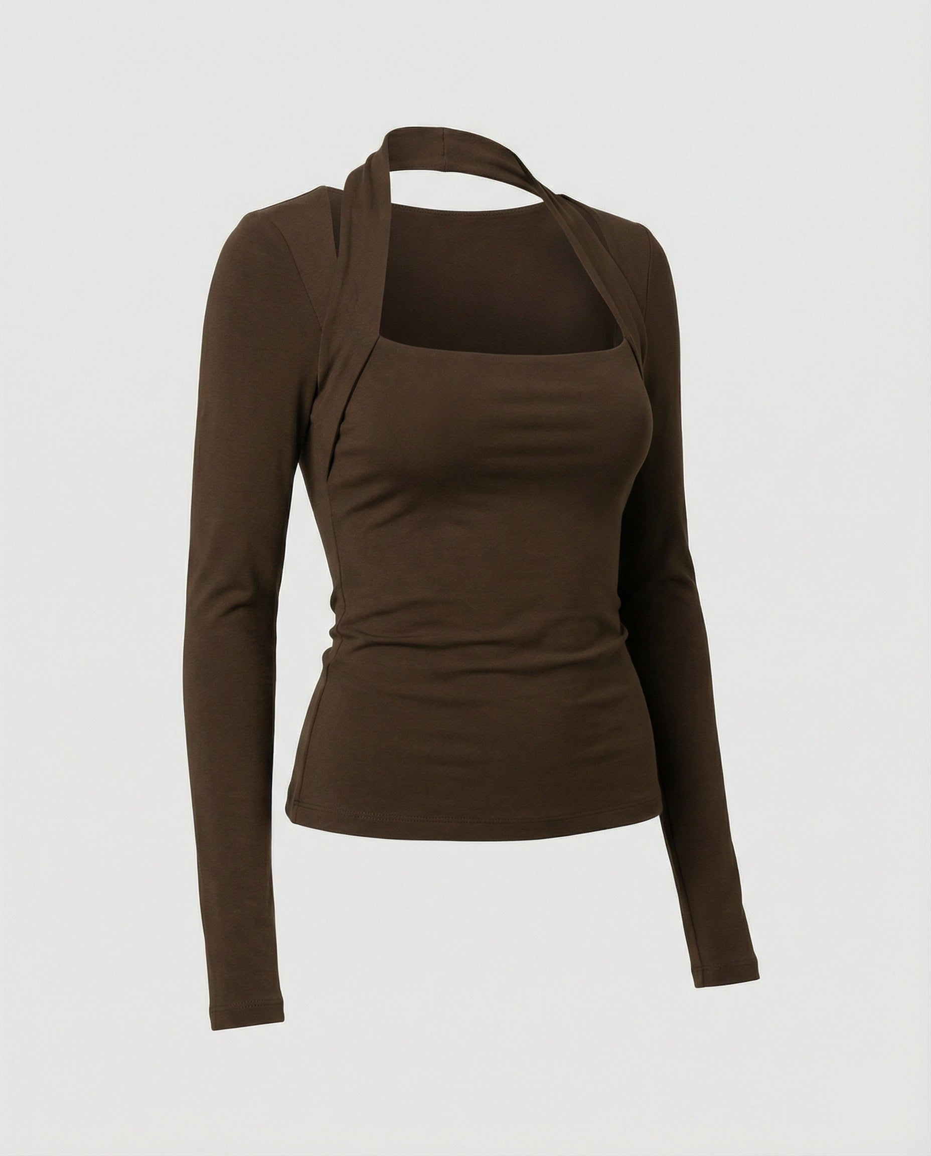 Enganliegendes Damen Langarmshirt Schwarz Herbst Slim Fit T-Shirt Oberteil
