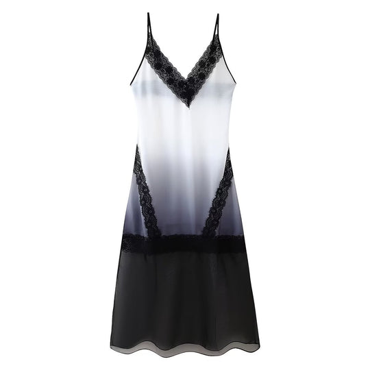 Damen Nachtkleid mit eleganter Spitzenverzierung und gradientem Farbverlauf R&B