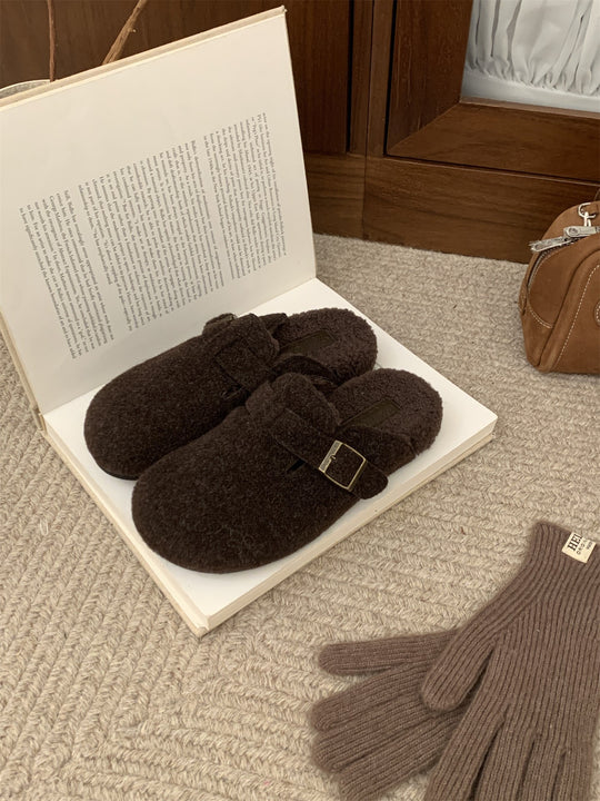 Damen Clogs aus hochwertigem Wollfilz mit dekorativen Schnallenapplikationen R&B