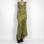 Damen Maxikleid mit asymmetrischem Saum und floralem Design R&B