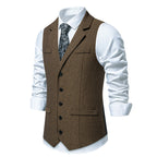Herren elegante Mehrzweck-Weste im Herringbone-Design mit praktischen Taschen R&B