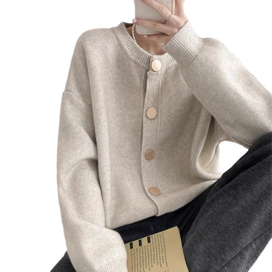 Damen Gemütlicher Strickcardigan mit Knopfdetail R&B