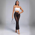 Damen Transparentes Flared-Hosenträger-Set mit Glitzer-Akzenten R&B