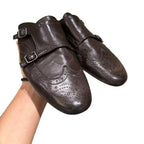 Damen elegante Mokassins mit doppeltem Riemen und feiner Prägung R&B