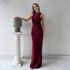 Damen Elegantes Maxikleid mit elegantem Neckholder-Design und raffinierter Spitzenlage R&B