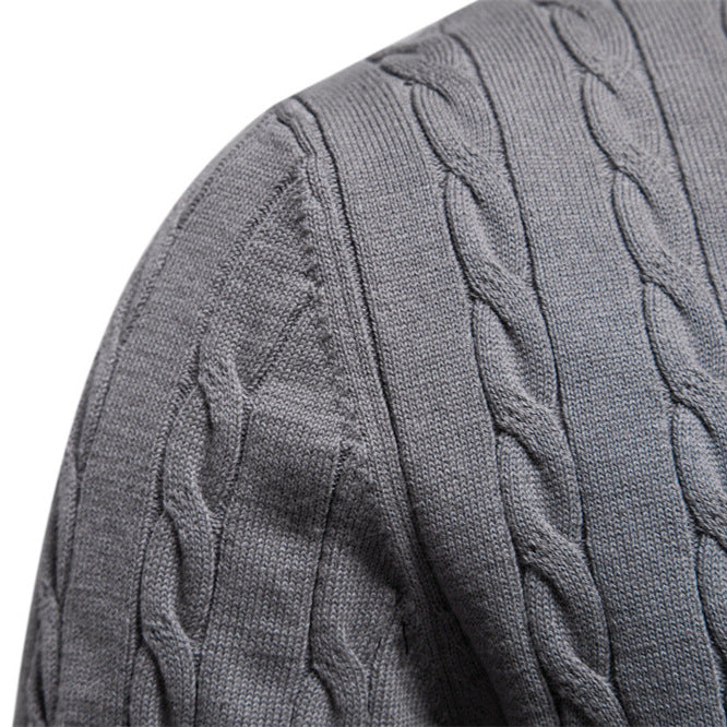 Herren Strickpullover mit Zopfmuster und Rundhalsausschnitt R&B