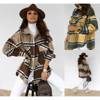 Damen Oversized Flanelljacke mit Karomuster und Taschen R&B