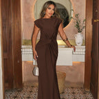 Damen Elegantes Wickelmaxikleid mit raffiniertem Drapierungselement R&B
