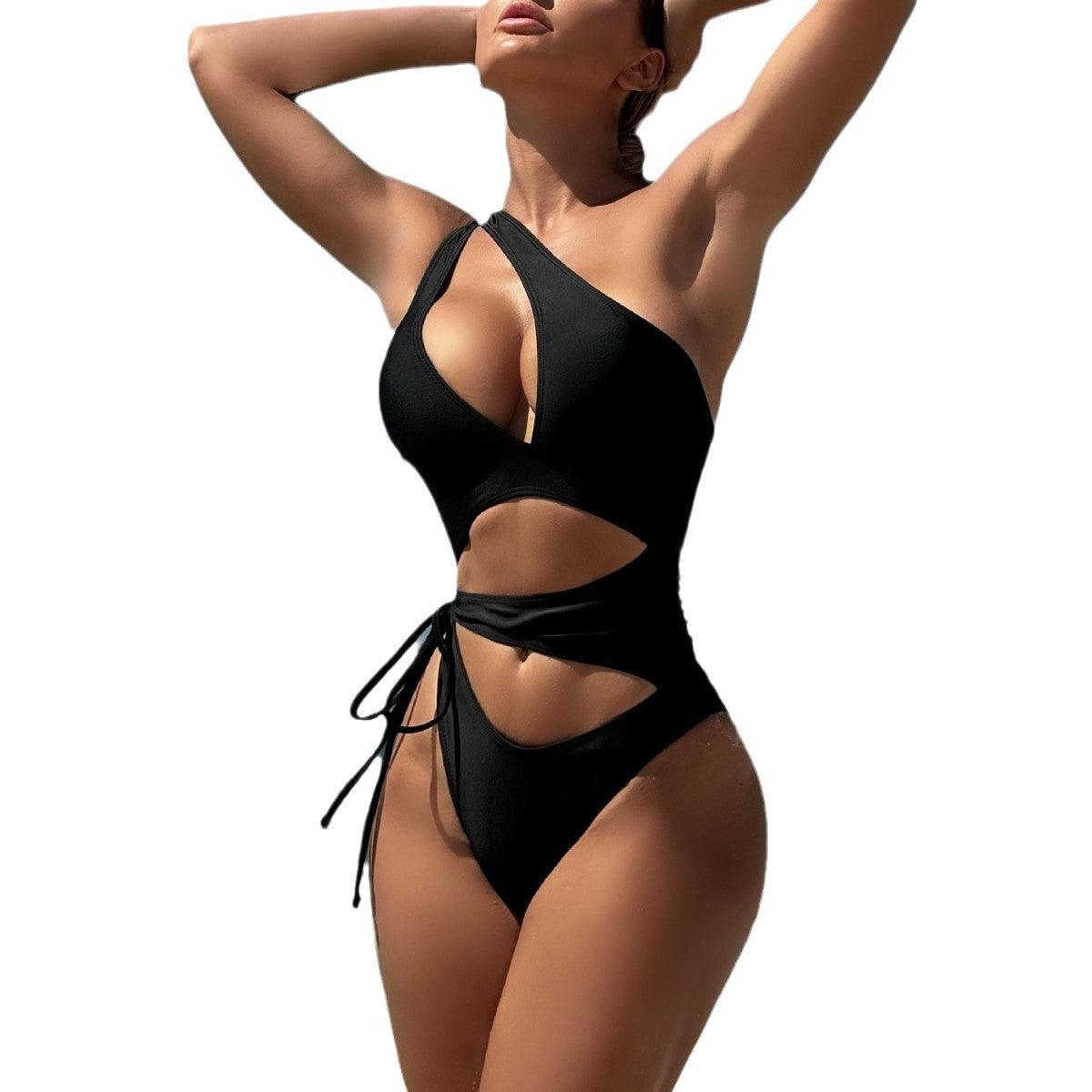 Damen Einseitiger Cut-Out Badeanzug R&B