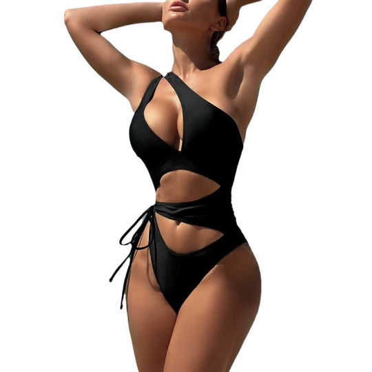 Damen Einseitiger Cut-Out Badeanzug R&B