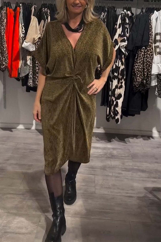 Damen Elegantes Wickelkleid mit strukturiertem Stoff und Taillengürtel R&B