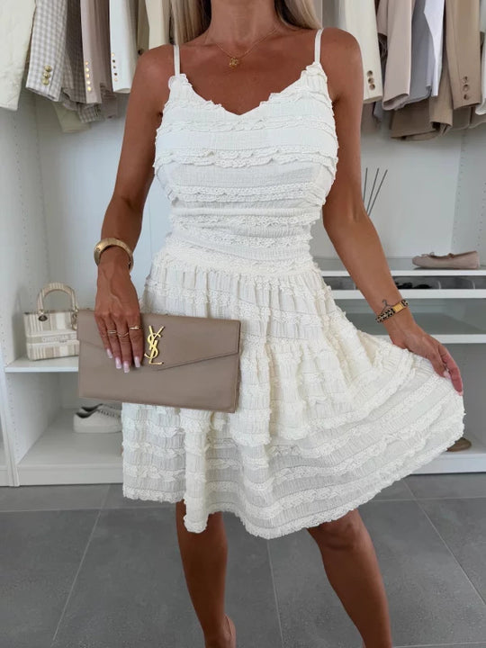 Damen Sommerliches A-Linien Kleid mit Rüschen und feinem Strukturdesign R&B