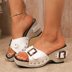 Damen Wedge-Pantoletten mit trendigem Schnallen-Detail R&B