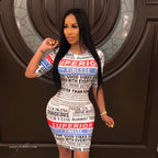 Damen Kurzarm Kleid R&B
