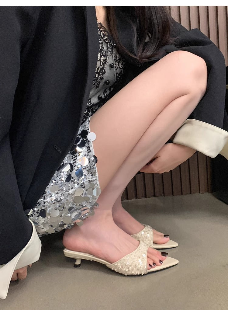 Damen glamouröse High Heel Mules R&B