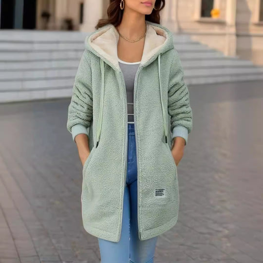 Damen Kuschelige Fleecejacke mit Kapuze und praktischen Taschen R&B