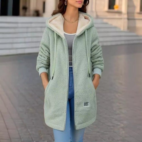 Damen Kuschelige Fleecejacke mit Kapuze und praktischen Taschen R&B