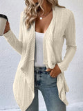 Damen gemütliche Strickjacke mit lässigem Schnitt und asymmetrischem Saum R&B
