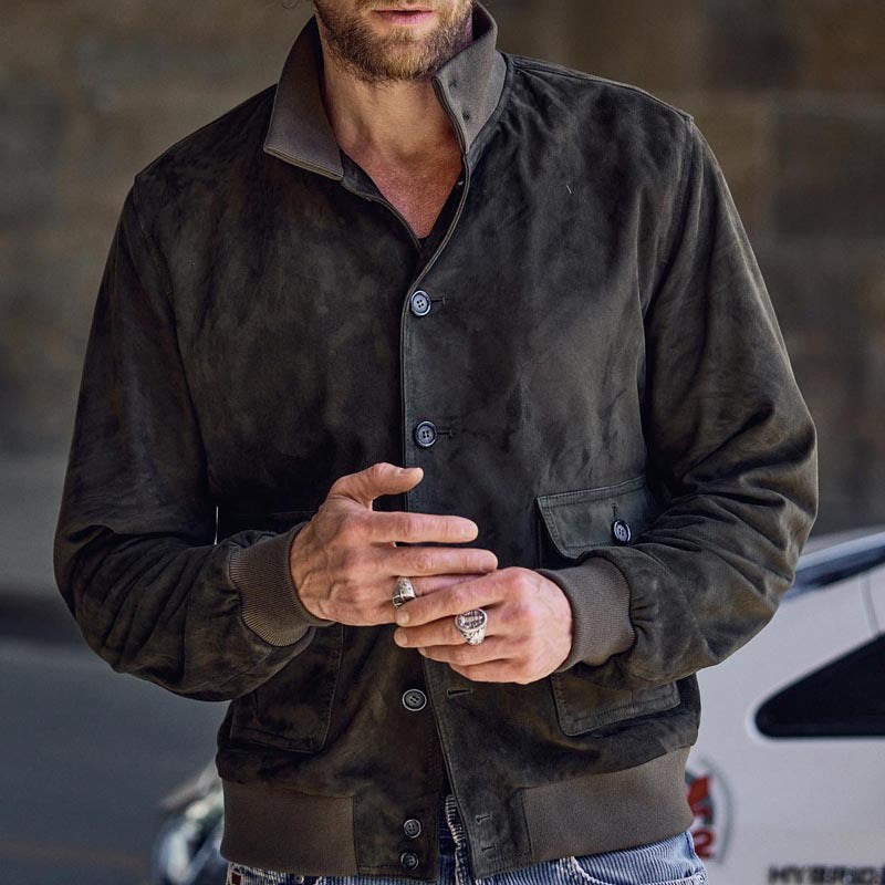 Herren elegante Wildlederjacke mit modernen Details