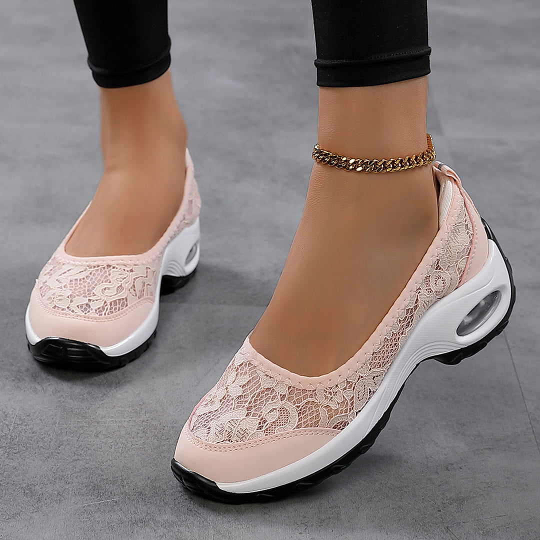 Damen Elegante und bequeme Ballerinas mit atmungsaktivem Spitzenoberteil R&B
