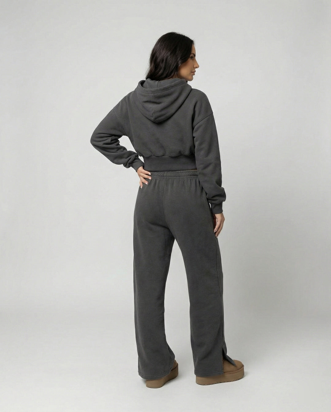 Damen Crop-Hoodie und Jogginghose Set R&B