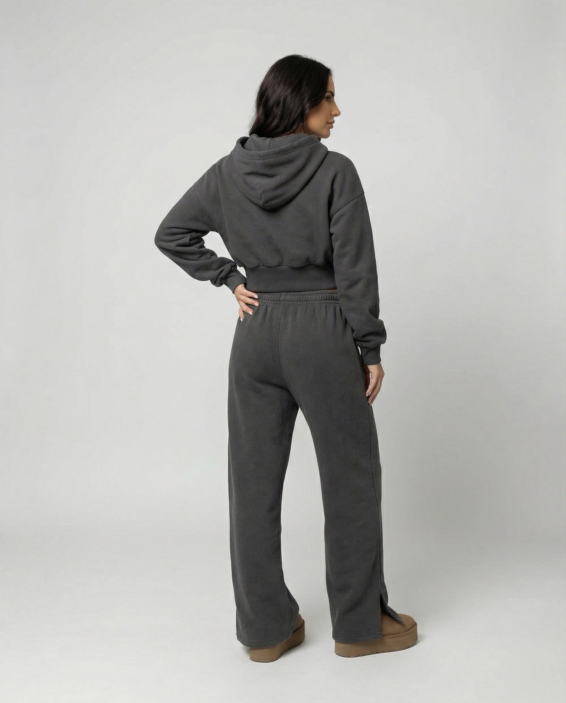 Damen Crop-Hoodie und Jogginghose Set R&B