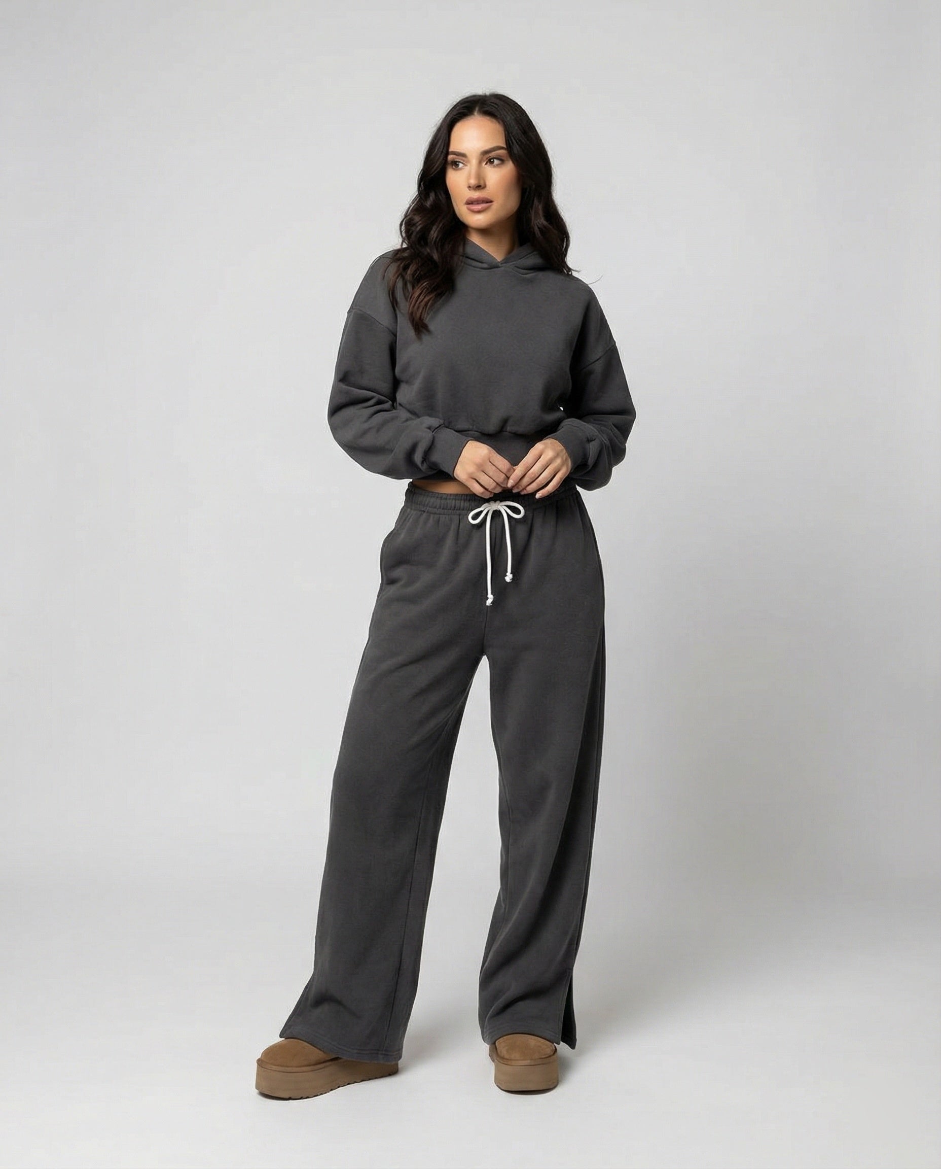 Damen Crop-Hoodie und Jogginghose Set R&B