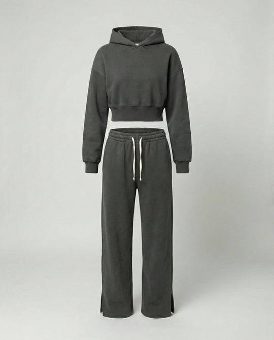 Damen Crop-Hoodie und Jogginghose Set R&B