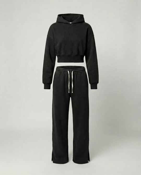 Damen Crop-Hoodie und Jogginghose Set R&B