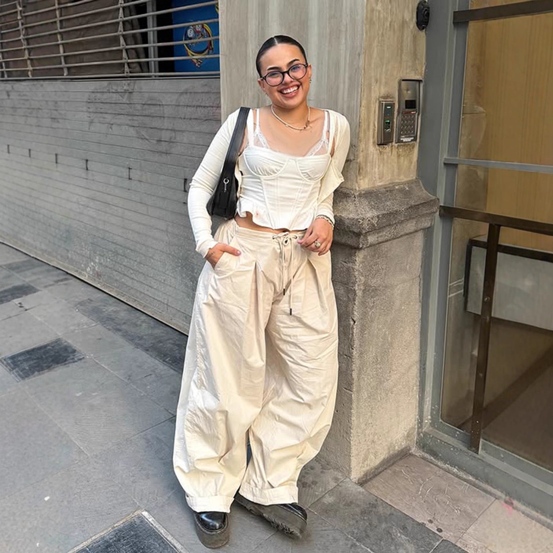 Damen Luftige High-Waist-Hosen
