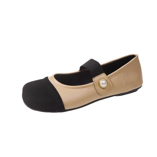 Damen Komfortable Ballerinas mit dekorativem Riemen und Perlenausschnitt R&B