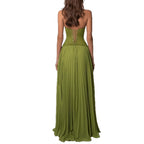 Damen nan Neckholder-Korsettkleid mit Spitzen-Corsage und fließendem Plisseerock R&B