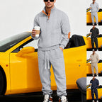 Herren nan Strickkombination aus Pullover und Jogginghose mit Zopfmuster und Ellenbogenbesatz R&B