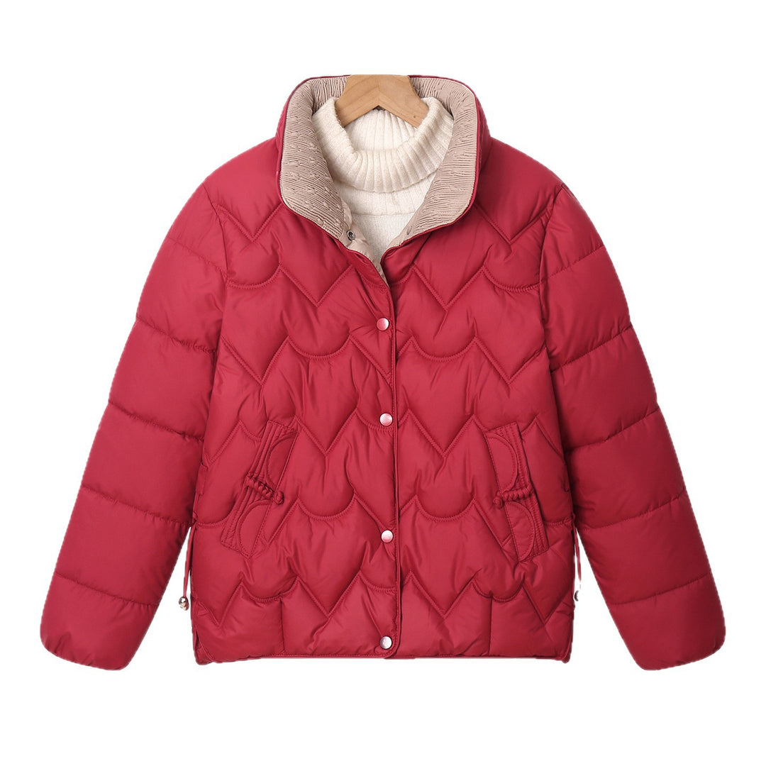 Damen Komfortable gesteppte Jacke mit hohem Kragen und Reißverschlusstaschen R&B
