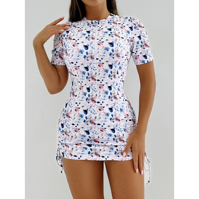 Damen Surfanzug mit stylischem Blumenmuster und kurzem Arm R&B