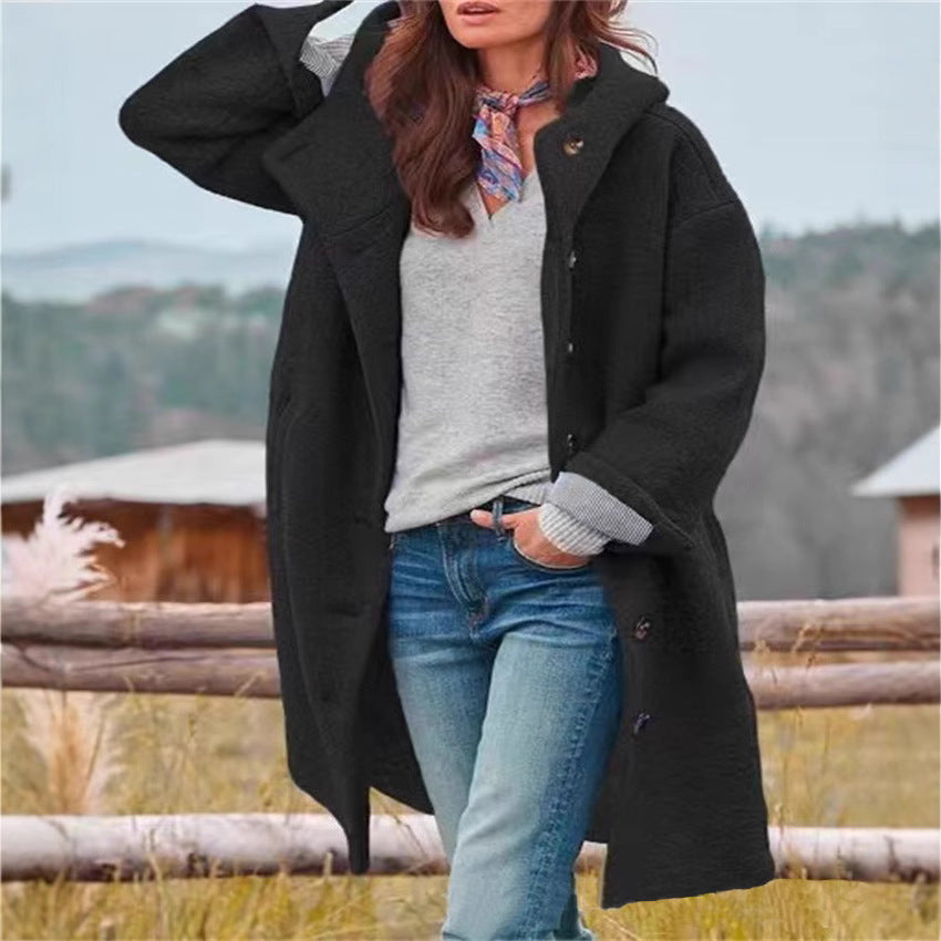 Damen Oversized Wollmantel mit sportlichem Schnitt und großen Taschen R&B