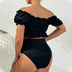 Damen Off-Shoulder Badeoberteil mit Rüschen R&B