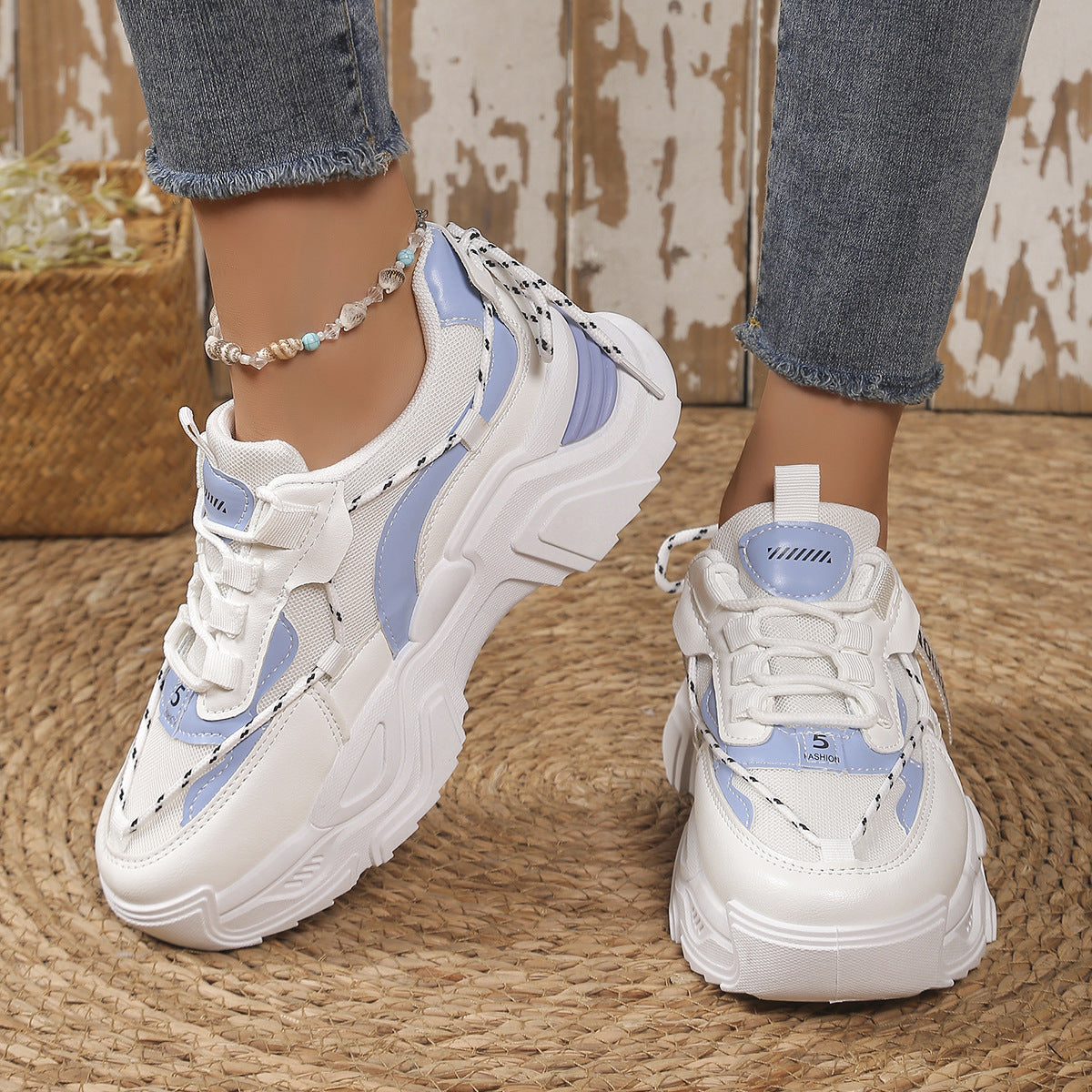 Damen Trendige und bequeme Chunky Sneaker mit atmungsaktivem Mesh-Obermaterial R&B