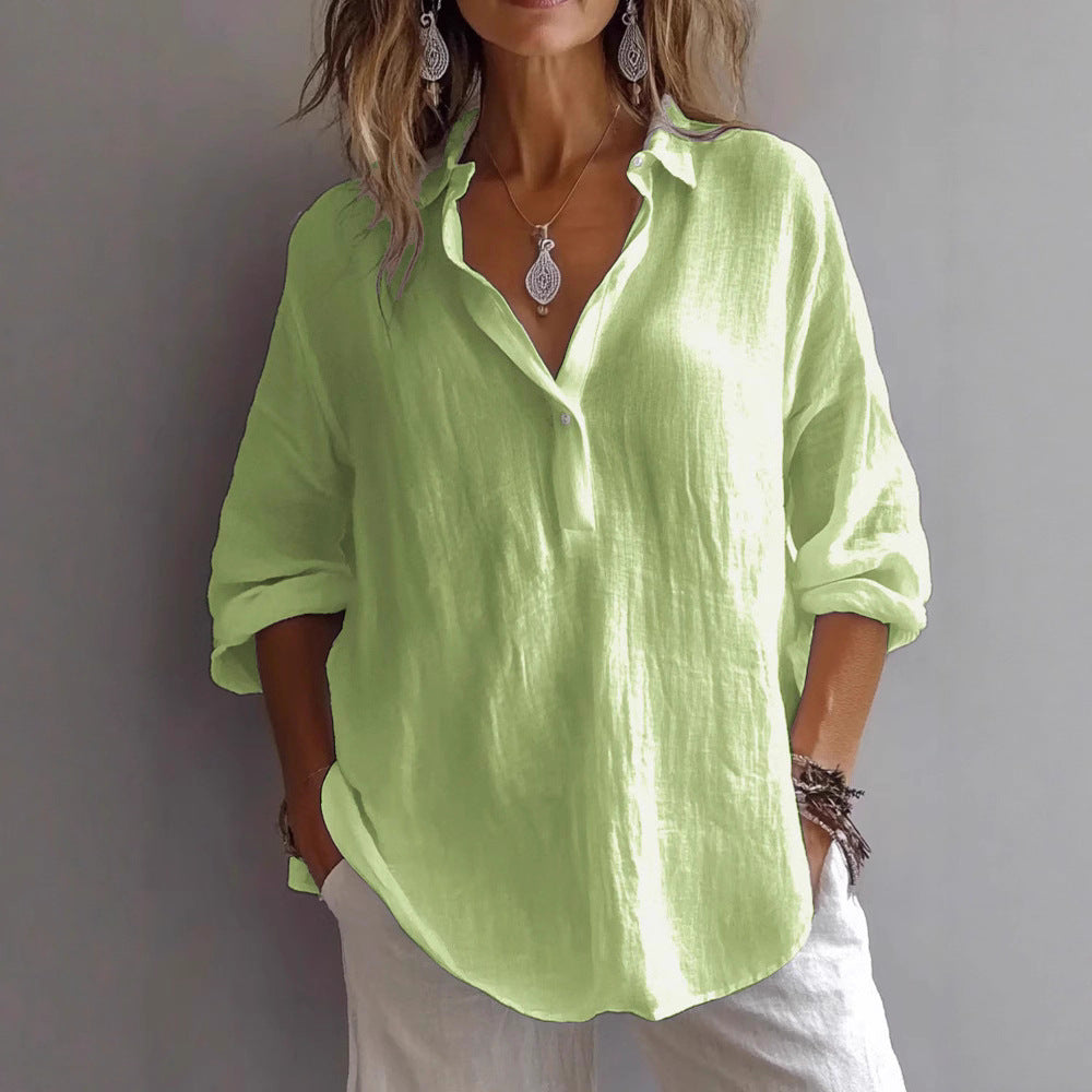 Damen Leichte Leinenbluse R&B